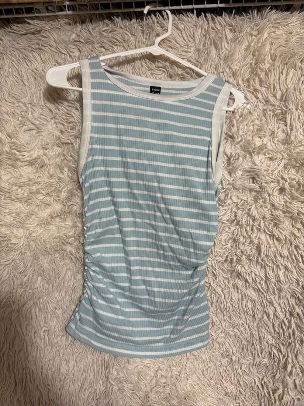 aerie Ribbed Striped Tank Top in Light Blue and White